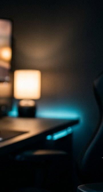 Ambiance lumineuse d'un bureau de créateur de contenu